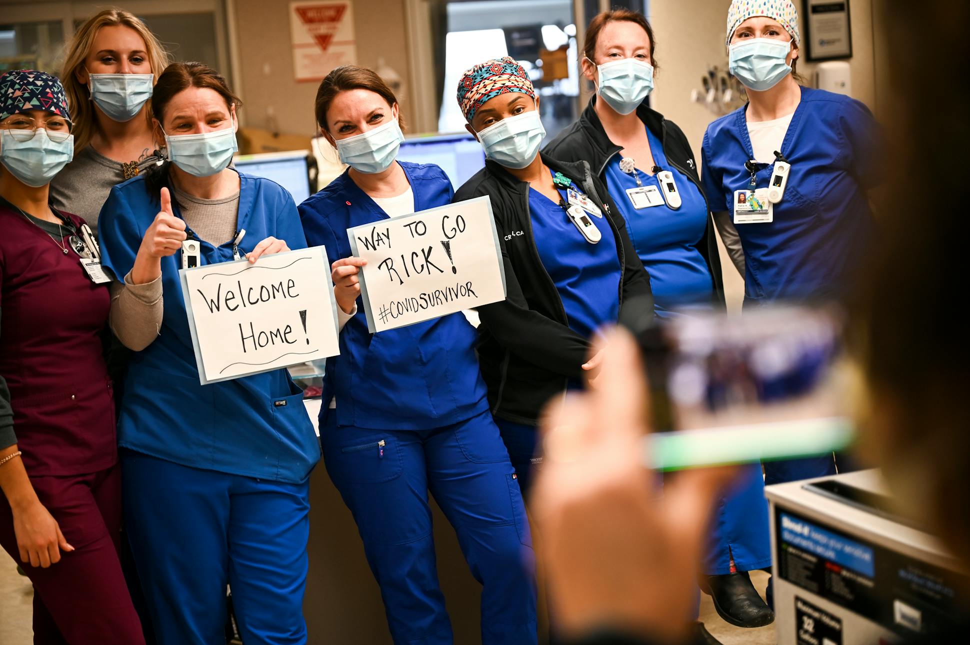 ICU nurses celebrated the return home of patient Rick Ulrich, who spent weeks fighting for his life. When Ulrich sat up for the first time, cheers broke out in the unit. “We get excited for very small things,” Vilione said. “But this is a huge thing in his life.” 