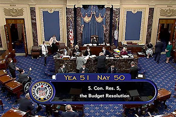 Harris casts tie-breaker as Senate approves budget resolution