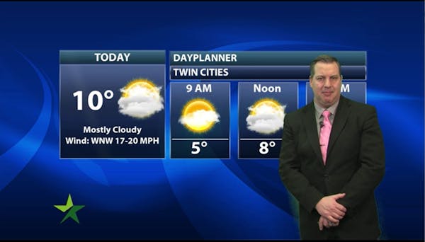 Afternoon forecast: 10, mix of clouds and sun; cold snap begins