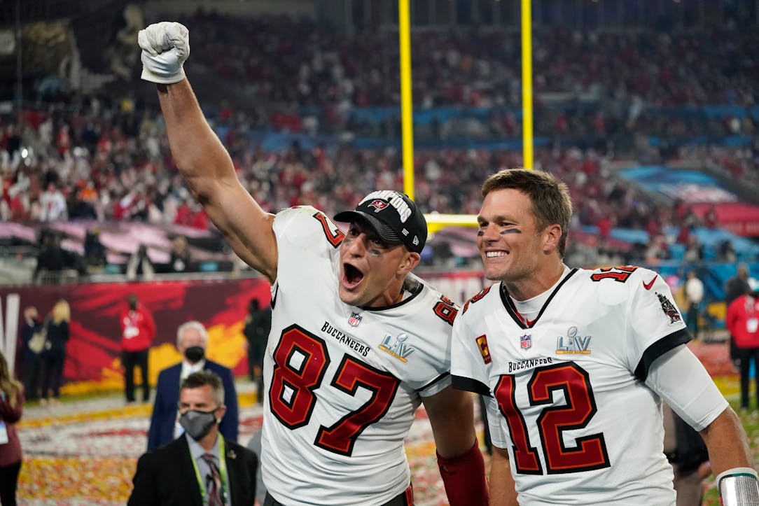 Tom Brady and Rob Gronkowski Celebrate Super Bowl 2021 Win