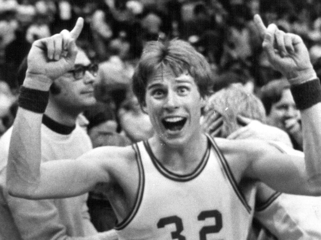 Wohler celebrated after hitting the game-winning shot to give Bird Island-Lake Lillian the 1981 Class A title.