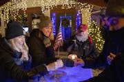 Lacey Olson, Laura Weber, Tom Vick, Christopher Vick and Jake (to come) toasted at an outdoor Ice bar at the home of ChristopherÕs parents Tom and He