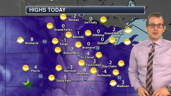 Afternoon forecast: One more day below zero; high minus 3