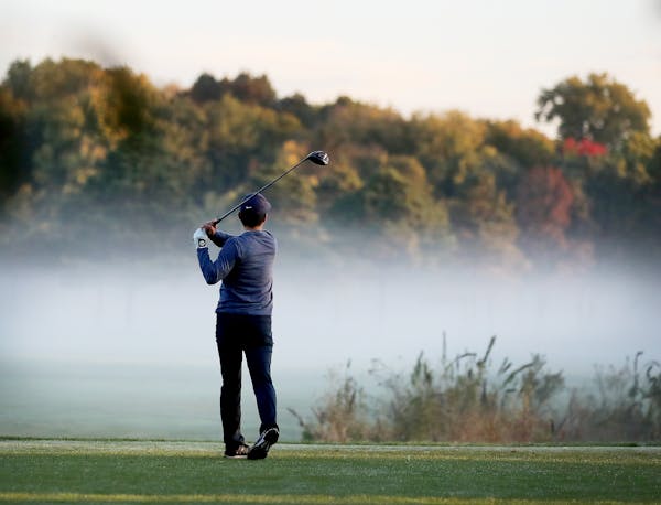 A golfer teed off at Hiawatha in October.
