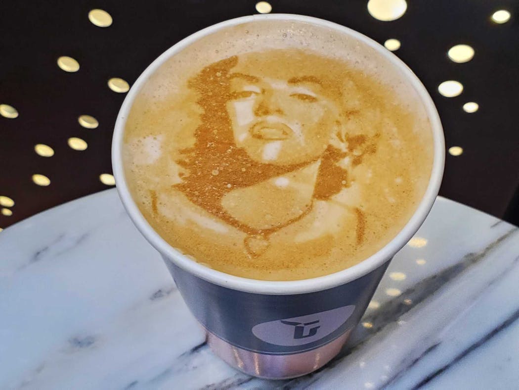 Marilyn Monroe latte at Gray Fox Coffee & Wine Bar in Minneapolis.