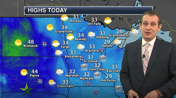 Afternoon forecast: High 32, up to an inch of snow expected