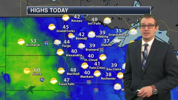 Afternoon forecast: Warm, high 41; chance of wintry mix north