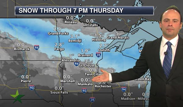 Evening weather: Low of 29 and overcast, with showers and flurries possible