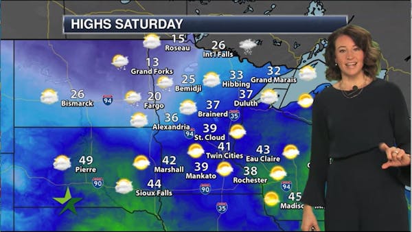 Morning forecast: High of 41, sunny, with clouds and then snow moving in