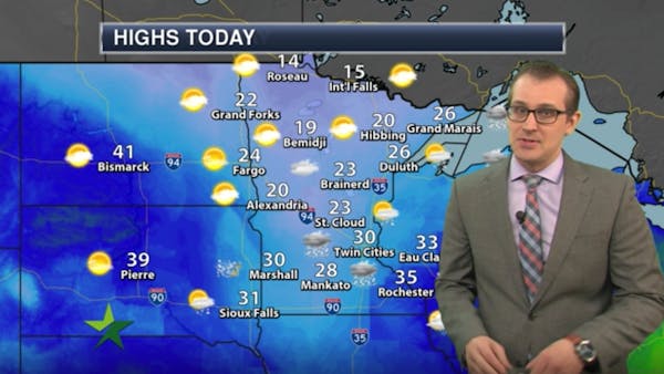 Evening forecast: Partly cloudy, then snow