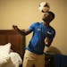 Patrick Weah, a newly signed professional soccer player at age 17, sharpened his skills with a soccer ball in his room in Maple Grove. “This is what