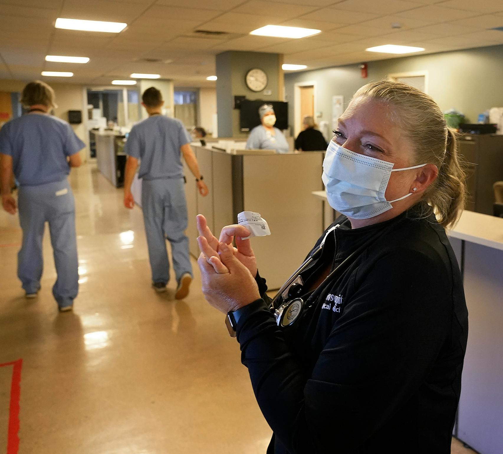 Nurse Laura Triplett transferred back to cardiac care at St. John’s Hospital in Maplewood after working with COVID patients for a year and seeing five patients die of the disease in two days.