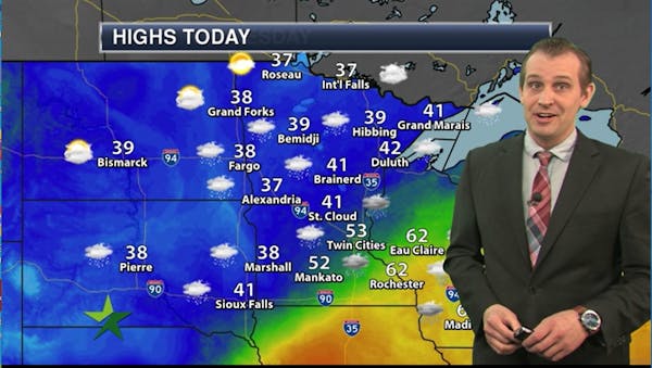 Afternoon forecast: High of 53, rain, windy, threat of storms and snow