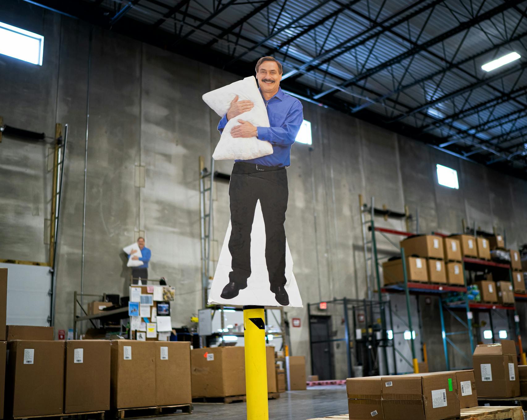 Even when he's not there, Lindell's presence looms large at MyPillow's main factory in Shakopee.