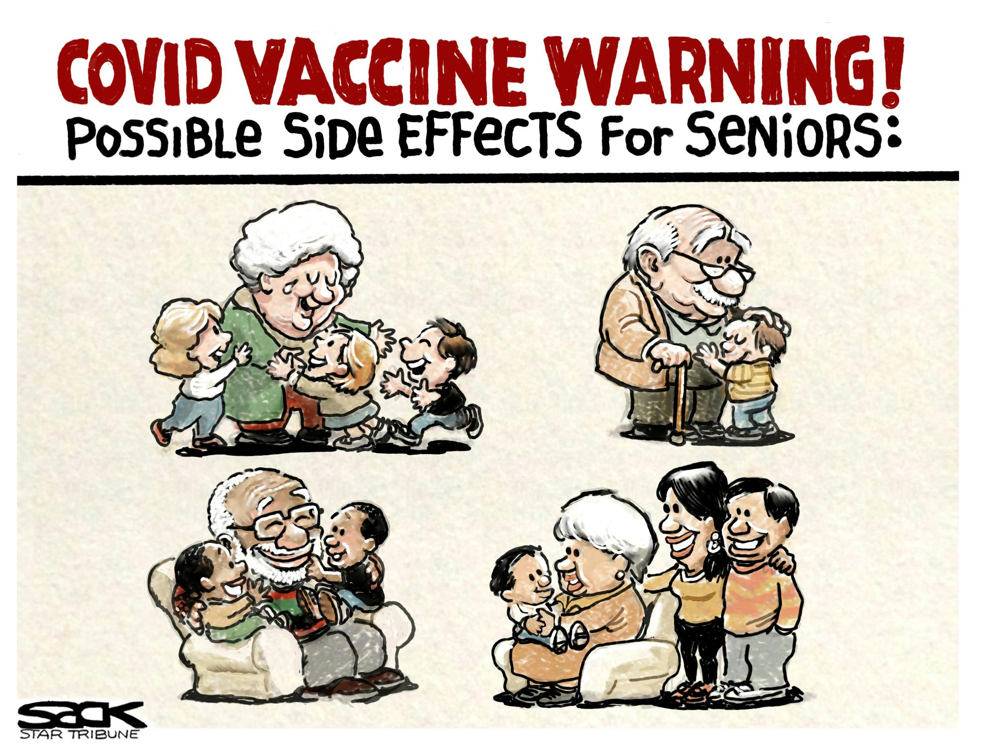 Sack cartoon: COVID-19 vaccine side effects include …