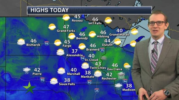 Morning forecast: Mostly cloudy, high 43