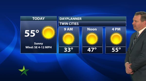 Morning forecast: Warm and sunny, high 55