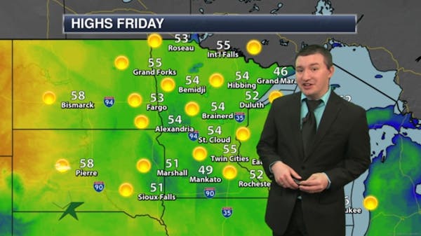 Afternoon forecast: Warm and sunny, high 55; rainy next week
