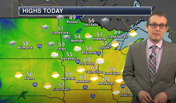 Afternoon forecast: Highs in low 60s, wind advisory
