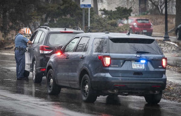 A St. Paul Police officer pulled over a speeding car on Franklin Avenue SE. in 2020. An all-out blitz that started in February has state troopers team
