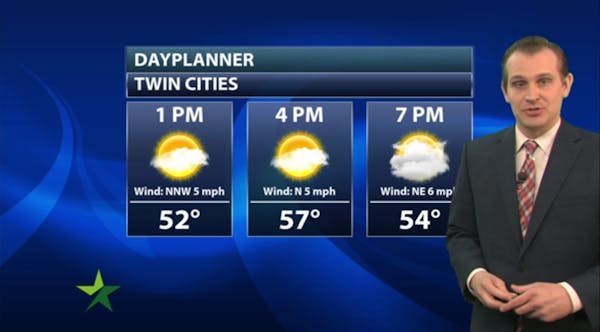 Afternoon forecast: Partly sunny, high 57; rain moves in overnight