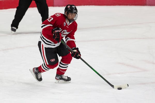 St. Cloud State forward Jami Krannila, pictured earlier this season, had a goal and an assist Saturday.