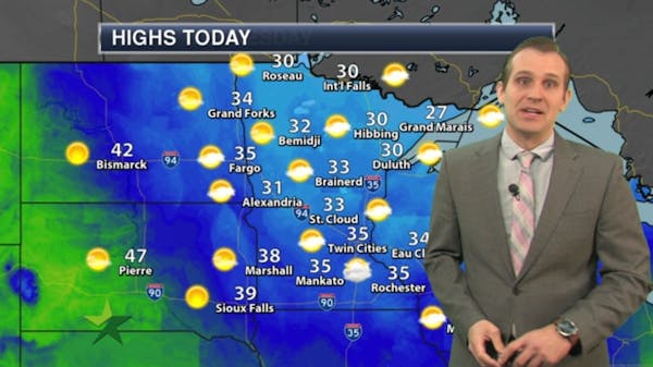 Morning forecast: Cold, windy and dry; high 35