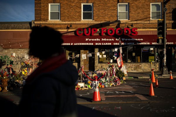 Courteney Ross visited George Floyd Square at the intersection of Chicago Avenue and East 38th Street in South Minneapolis. Monuments and tributes lin