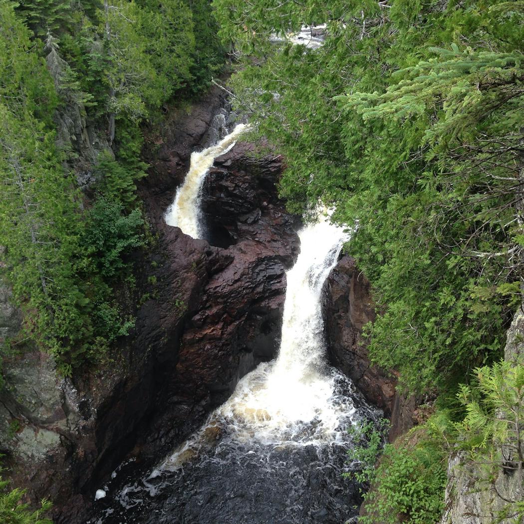 Devil's Kettle waterfall on the Brule River in Judge C.R. Magney State Park. North Shore. Minnesota. 