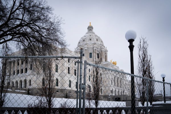 The Minnesota State Capitol fencing is seen on Jan. 4, 2021. Public Safety Commissioner John Harrington said Monday, April 5, that a new fence was ins