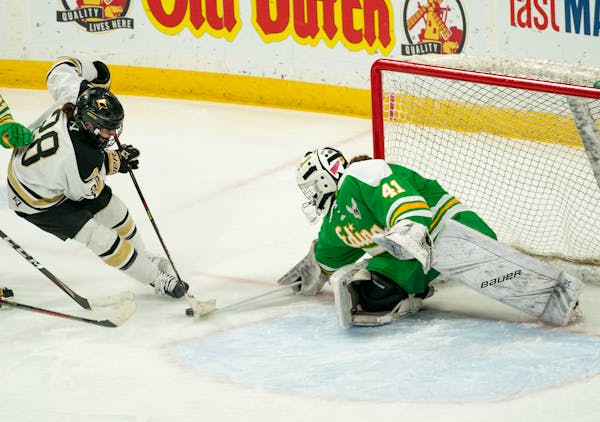 Edina goalkeeper Uma Corniea stopped Andover forward Tyra Turner in the second period of the Class 2A championship game Saturday.