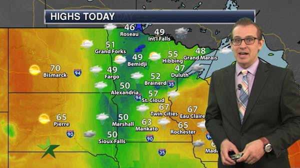 Morning forecast: Rain on and off today; high of 61