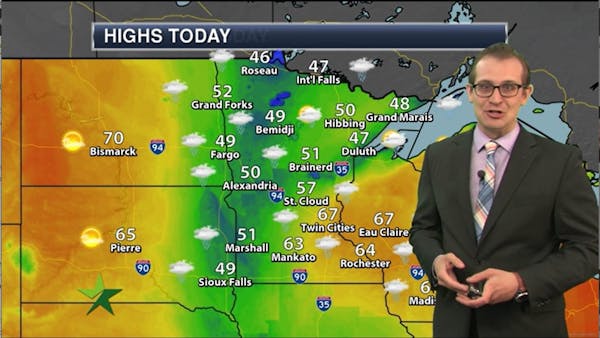 Afternoon forecast: 67, scattered rain showers