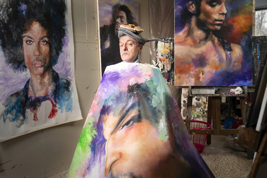 Dan Lacey began painting portraits of Prince after his death five years ago. “These fans are honestly distraught. I’m doing something purposeful.” 