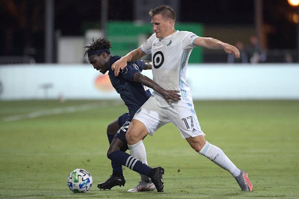 Robin Lod, right, and the Loons face Sporting KC three times, including Aug. 21 for Rivalry Week.