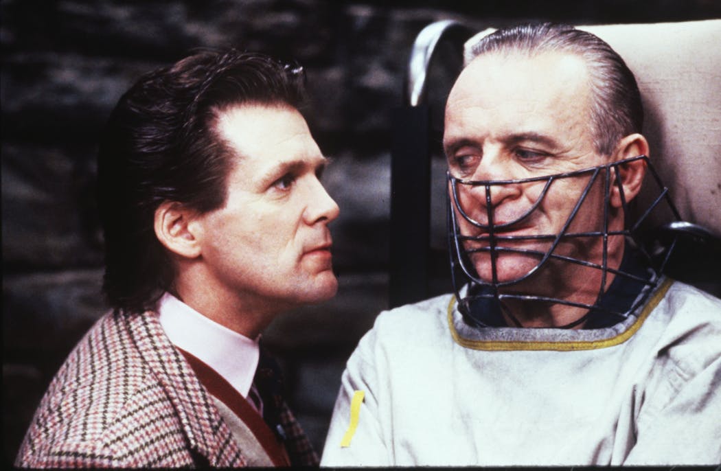 Anthony Heald, left, and Anthony Hopkins in 'The Silence of the Lambs.'
