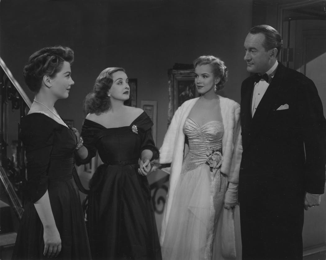 Anne Baxter, Bette Davis, Marilyn Monroe and George Sanders in 'All About Eve.'
