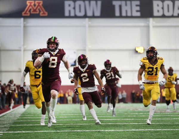 The Gopher spring football game held inside the Athletes Village on April 13, 2019
