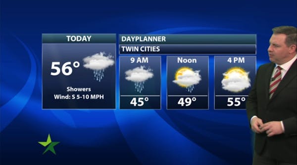 Morning forecast: Showers, high 56