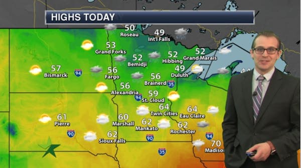 Afternoon forecast: Mostly cloudy, cooler; high 64