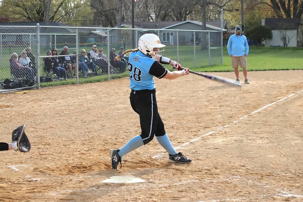 Tri-City United’s Ellaina Novak belted three home runs — including two grand slams — and drove in 11 runs in a recent softball victory over Mayer Lutheran.