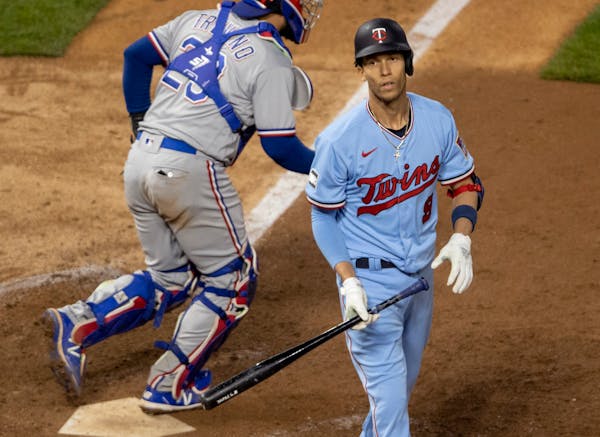 Twins shortstop Andrelton Simmons struck out in the ninth inning to end the game.