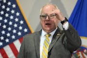 Minnesota Gov. Tim Walz spoke to the media after announcing a timetable for ending COVID restrictions including the statewide mask mandate and limits 