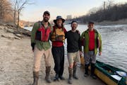 Team captain Scott Miller of Minneapolis and his three crew mates will glide in a customized 23-foot Wenonah canoe. The team, from left: Adam Macht, J