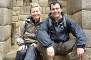 Tara and Jordan Harvey, founders of Knowmad Adventures, at Machu Picchu, Peru, in 2013.