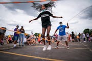In 2020, Almaz Braasch, 13 of Edina tried out the Juneteenth double dutch challenge with Pros of the Rope at the Juneteenth Celebration - Unite & Rebu