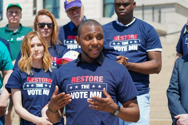 Elizer Darris, one of four plaintifs in a lawsuit seeking to restore felon voting rights, spoke at a Restore the Vote rally on the steps of the Capito