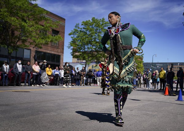Jingle-dress dancer Jada Aljubailah danced Friday at a celebration for the new Migizi headquarters in Minneapolis on Friday. The Native nonprofit’s 