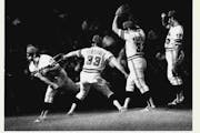 This multiple-exposure photograph was taken during Mike Marshall’s Twins debut on May 15, 1978.