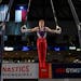 Shane Wiskus competes on the still rings during the U.S. Gymnastics Championships Thursday